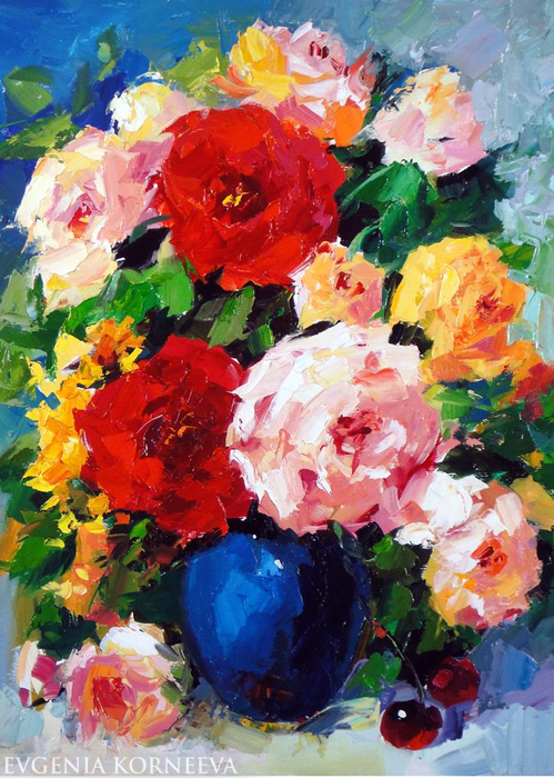 Картина с розами, Евгения Корнеева