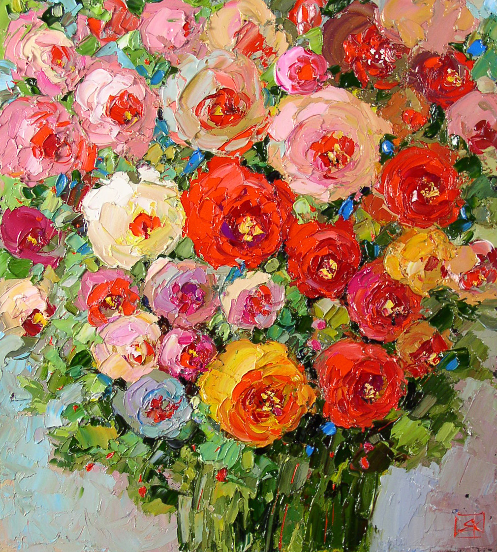 Картины с цветами, картины розы маслом, картины с цветами розы