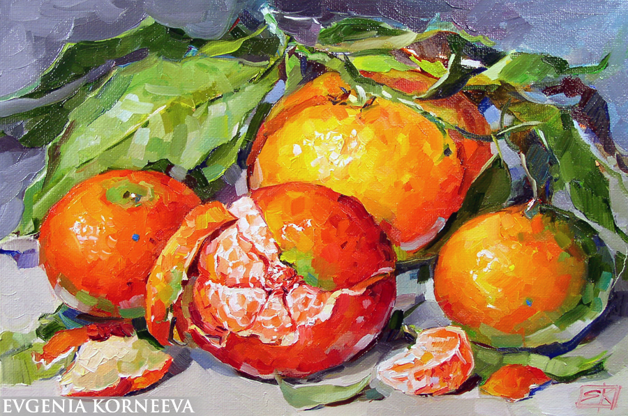 Картина Мандарины. Евгения Корнеева
