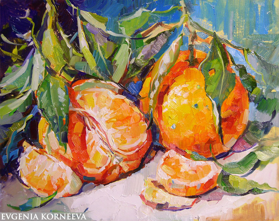 Картина Мандарины. Евгения Корнеева
