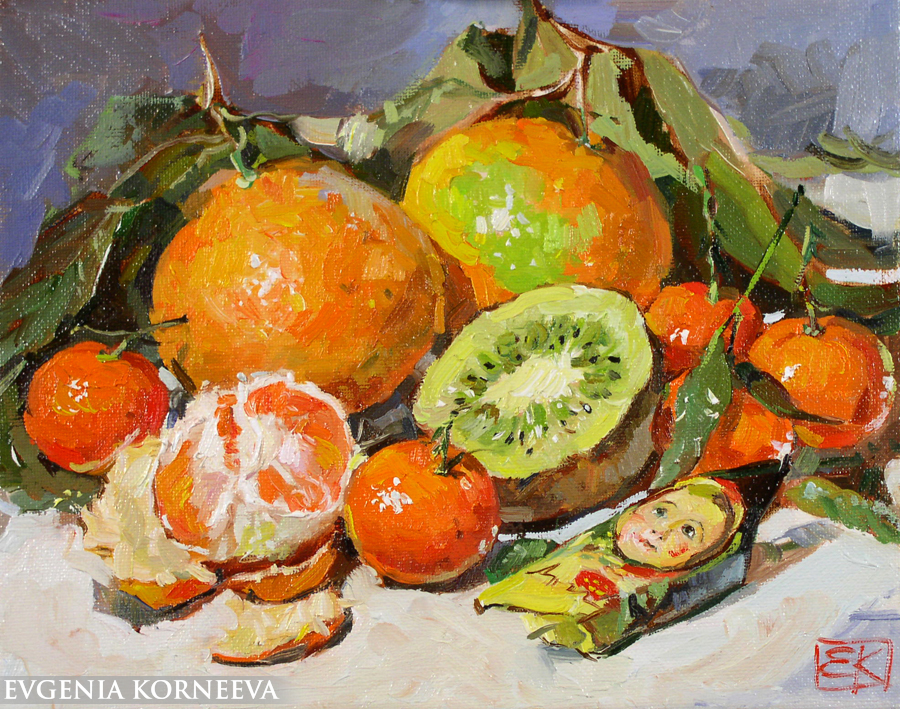 Картина Мандарины. Евгения Корнеева