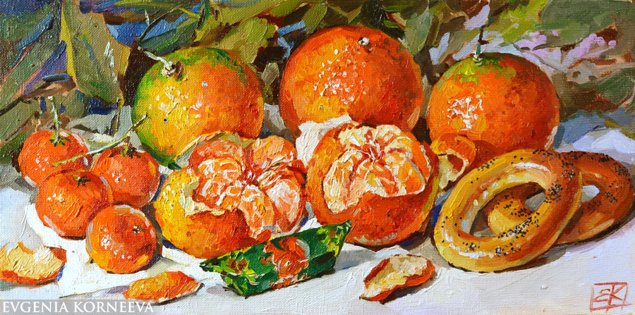 Картина Мандарины. Евгения Корнеева