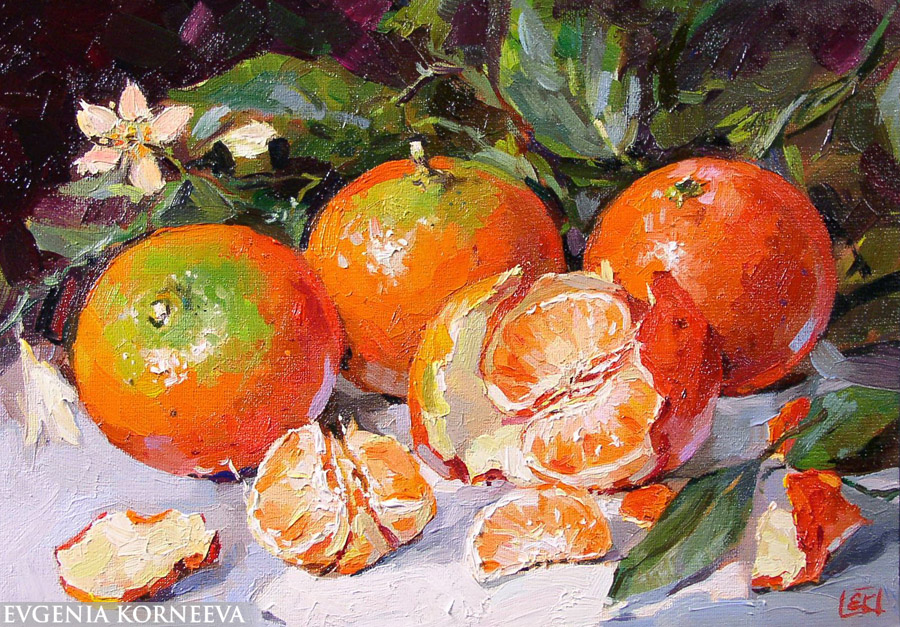 Картина Мандарины. Евгения Корнеева