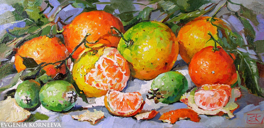 Картина мандарины. Евгения Корнеева