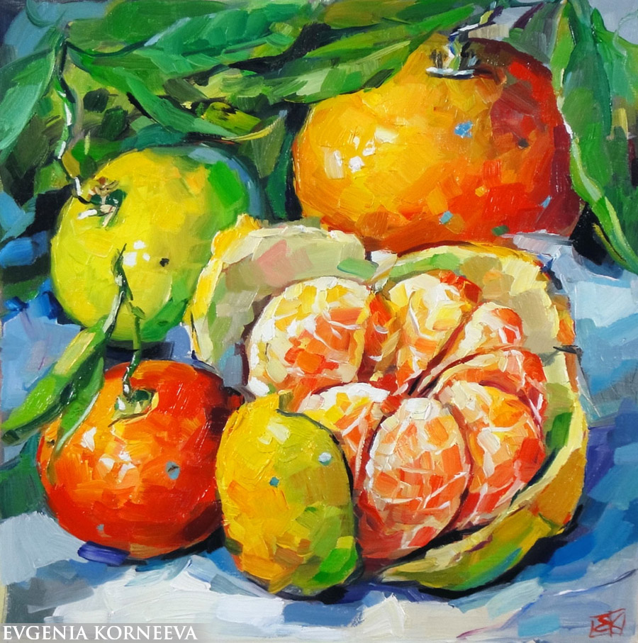 Картина Мандарины. Евгения Корнеева