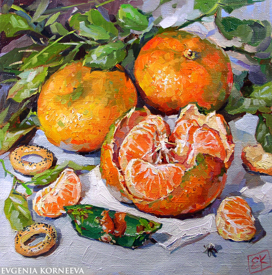 Картина Мандарины. Евгения Корнеева