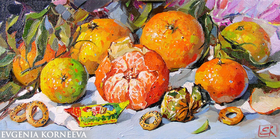 Картина Мандарины. Евгения Корнеева
