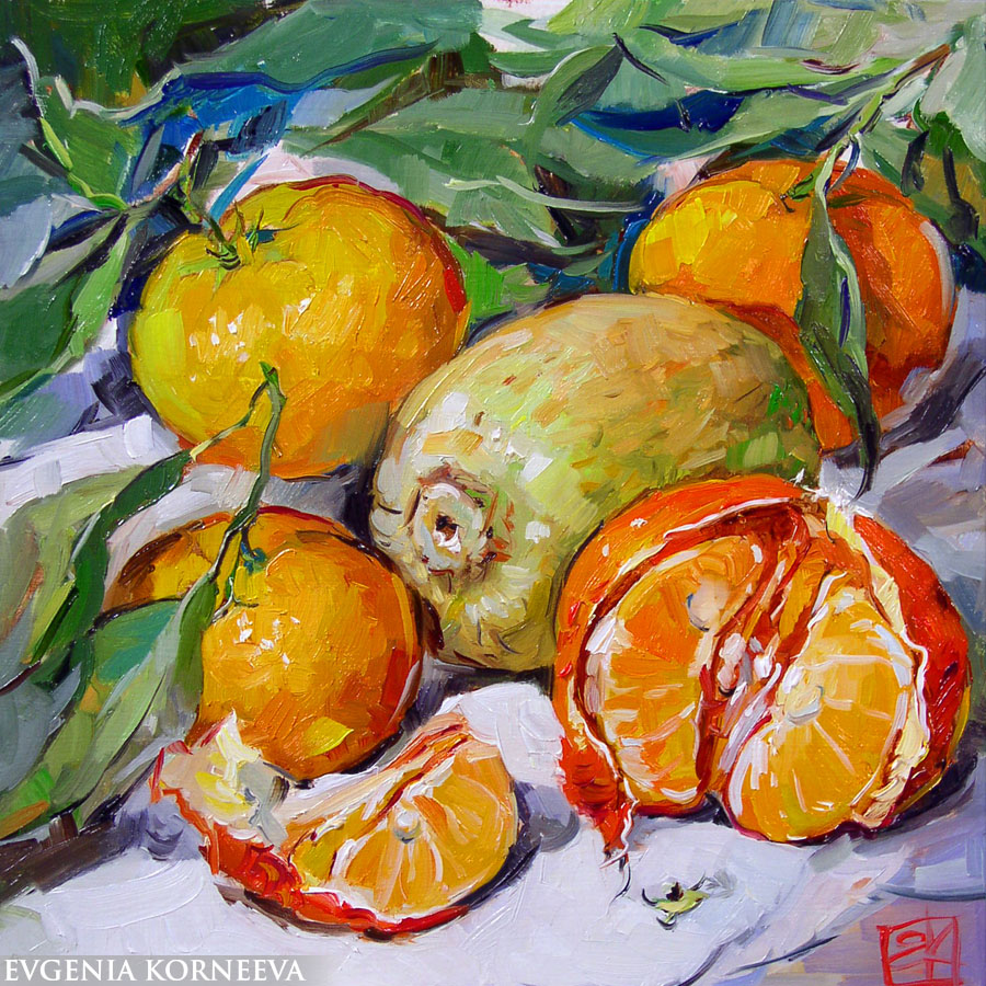 Картина Мандарины. Евгения Корнеева