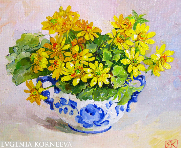 Картина с лютиками «Солнечные цветы», Евгения Корнеева