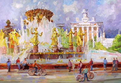 Картина фонтан Дружбы народов ВДНХ Выставка Музейно-выставочный центр Тушино